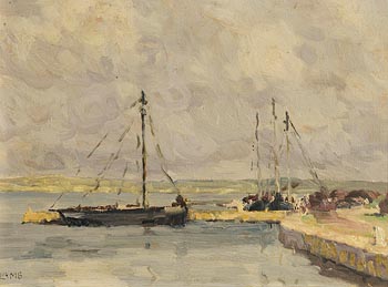 Charles Vincent Lamb, Peat Boats at Carraroe Pier at Morgan O'Driscoll Art Auctions