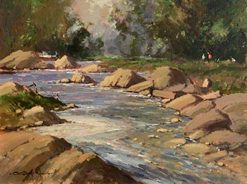 George K. Gillespie, Picnic by the River, Connemara at Morgan O'Driscoll Art Auctions