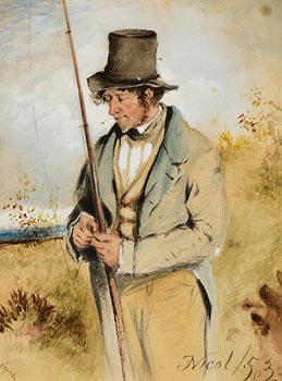 Erskine Nicol, Gentleman with Fishing Rod (1853) at Morgan O'Driscoll Art Auctions
