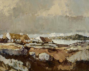 Cecil Maguire, Cottages on the Coast, Connemara at Morgan O'Driscoll Art Auctions