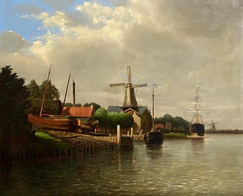 19th Century Dutch School, Shipping on the Canal at Morgan O'Driscoll Art Auctions