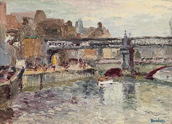 Ronald Ossory Dunlop, Butt and Loopline Bridges at Georges Quay, Dublin at Morgan O'Driscoll Art Auctions