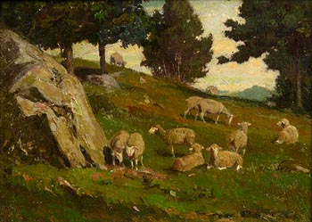 William Magrath, Sheep on a Hillside (1877) at Morgan O'Driscoll Art Auctions