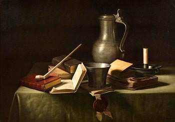 Johannes Hendrik Eversen, Still Life with Books and Pewter Jug (1963) at Morgan O'Driscoll Art Auctions