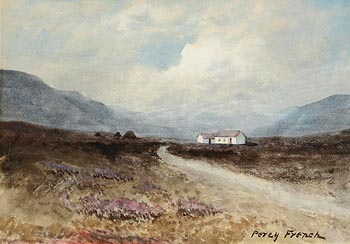 William Percy French, Cottage and Peat Stacks, Connemara at Morgan O'Driscoll Art Auctions