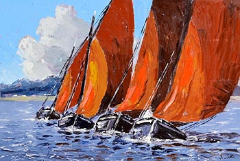 Ivan Sutton, Galway Hookers Racing, Roundstone Bay, Co. Galway at Morgan O'Driscoll Art Auctions