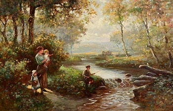 Eugene Joseph McSwiney, A Young Family By a Riverbank at Morgan O'Driscoll Art Auctions