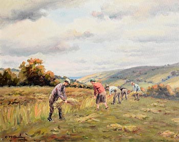 Charles J. McAuley, Harvesting at Glenqann, Antrim at Morgan O'Driscoll Art Auctions
