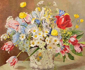Geraldine  M. O'Brien, Still Life - Vase of Wild Flowers (1958) at Morgan O'Driscoll Art Auctions