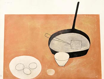 William Scott, Still Life with Frying Pan and Eggs (1973) at Morgan O'Driscoll Art Auctions
