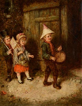 Erskine Nicol, Three Children Playing Marching Soldiers (1861) at Morgan O'Driscoll Art Auctions