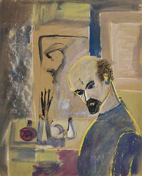 Tony O'Malley, Self Portrait - Piazza Studio (1960) at Morgan O'Driscoll Art Auctions