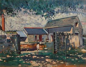 Maurice MacGonigal, Fetching Milk in the Farmyard at Morgan O'Driscoll Art Auctions