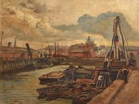William Conor, Belfast Docks at Morgan O'Driscoll Art Auctions