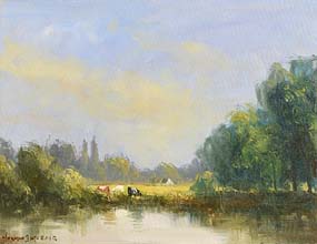 Norman J. McCaig, Cattles Grazing on the River Bank at Morgan O'Driscoll Art Auctions