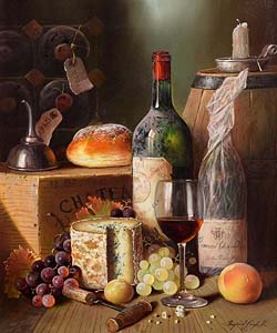 Raymond Campbell, Still Life - Wine, Cheese and Fruit at Morgan O'Driscoll Art Auctions