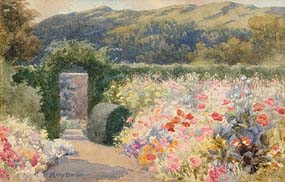 Mary Georgina Barton, The Garden at Lough Eske Castle, Co Donegal at Morgan O'Driscoll Art Auctions