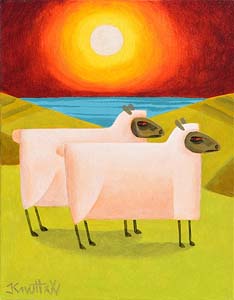 Graham Knuttel, Ewes at Sunset at Morgan O'Driscoll Art Auctions