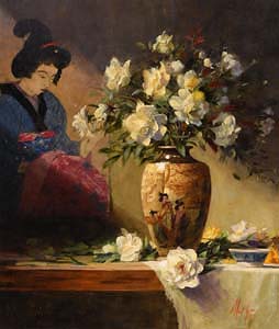 Mat Grogan, Japanese Vase and Flowers at Morgan O'Driscoll Art Auctions