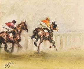 Peter Curling, Horse Racing (1971) at Morgan O'Driscoll Art Auctions