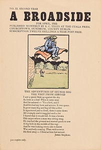 Jack Butler Yeats, Original Hand Coloured Cuala Press Broadside No.11 for April 1910 with illustrations by Jack B Yeats at Morgan O'Driscoll Art Auctions