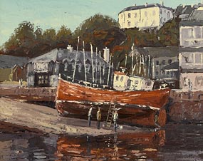 Ivan Sutton, Anti-fouling Old Trawler on Kinsale Slipway at Morgan O'Driscoll Art Auctions