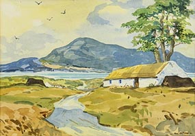 James MacIntyre, Thatched Cottage by the Shore at Morgan O'Driscoll Art Auctions