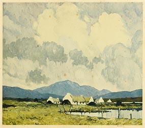 Paul Henry, Cottages by a Bogland Lake at Morgan O'Driscoll Art Auctions