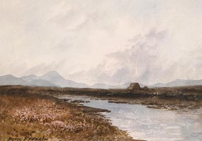 Percy French, Connemara Landscape with Peat Stacks at Morgan O'Driscoll Art Auctions
