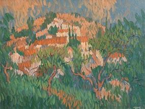 Desmond Carrick, Landscape with Houses Below Frigiliana at Morgan O'Driscoll Art Auctions