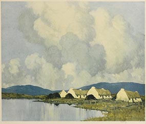 Paul Henry, Cottages by the Lake, West of Ireland at Morgan O'Driscoll Art Auctions