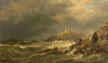 Edwin Hayes, The Mumbles Lighthouse, Swansea (1884) at Morgan O'Driscoll Art Auctions