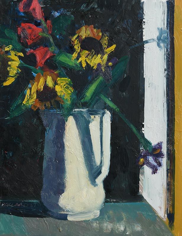 Brian Ballard, Sunflowers and Irises (2017) at Morgan O'Driscoll Art Auctions