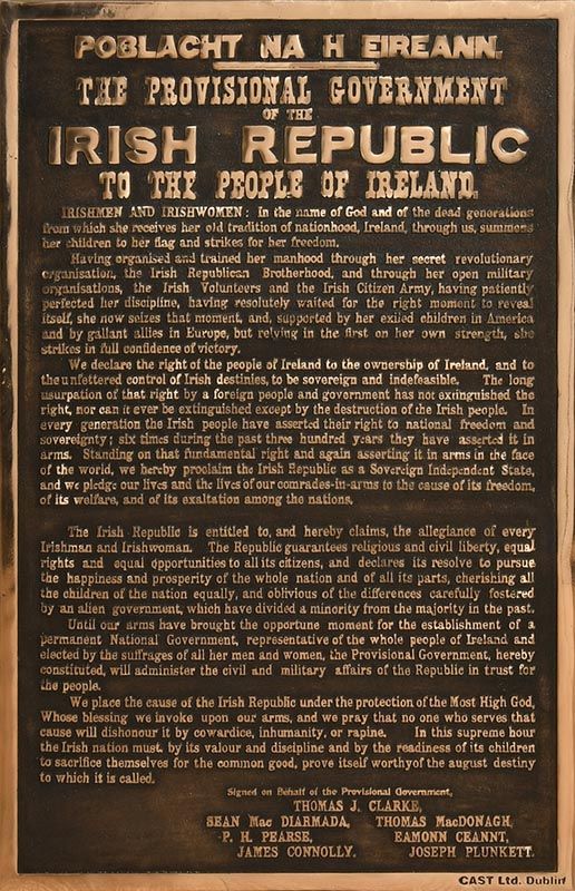 1916, Original Cast of the Authentic Print of the Irish Proclamation (which includes original type setting errors) (2016) at Morgan O'Driscoll Art Auctions