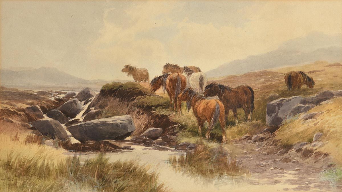 Thomas Sidney Cooper, Horses in the Highlands (1877) at Morgan O'Driscoll Art Auctions