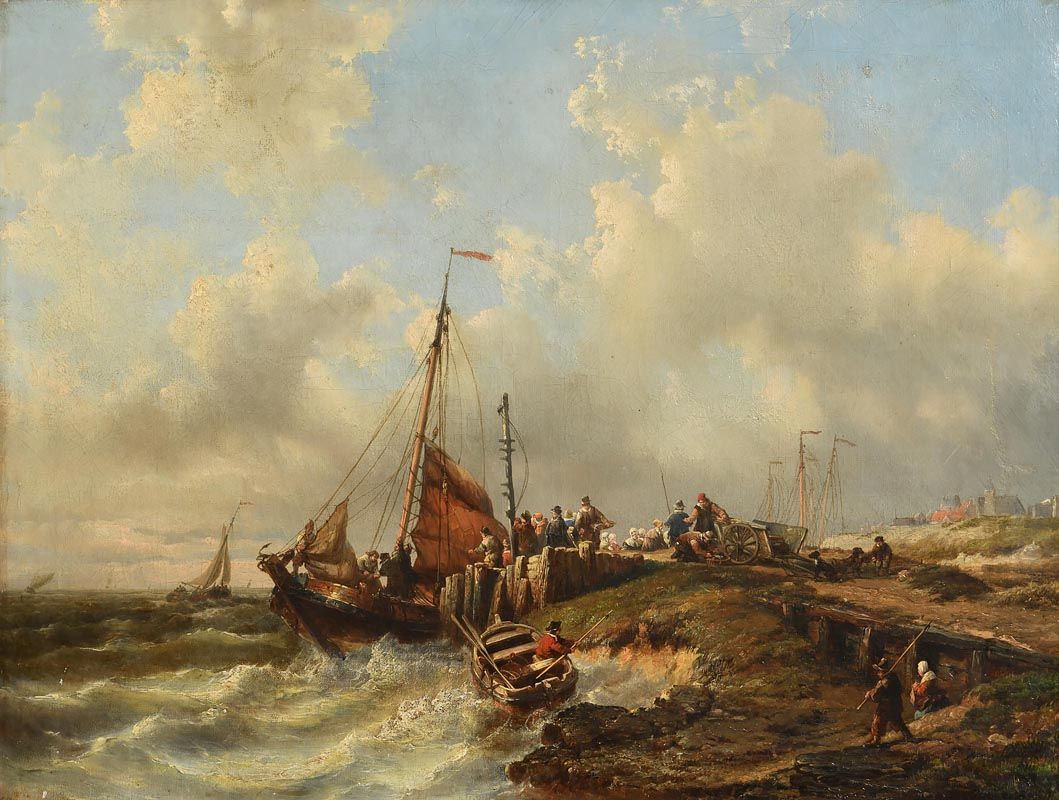 Hendrik Adolf Schaep, Unloading the Catch at Morgan O'Driscoll Art Auctions