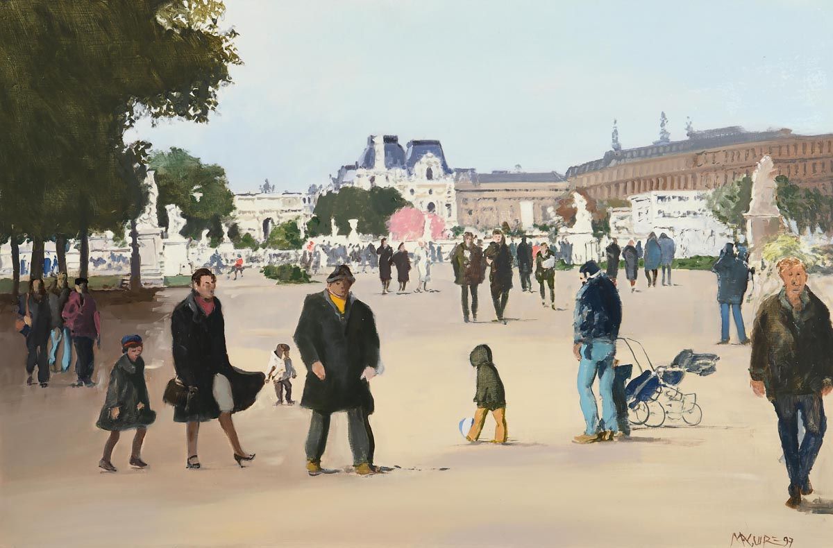 Cecil Maguire, Dimanche, Matin, Jardin de Tuileries, Paris (1997) at Morgan O'Driscoll Art Auctions