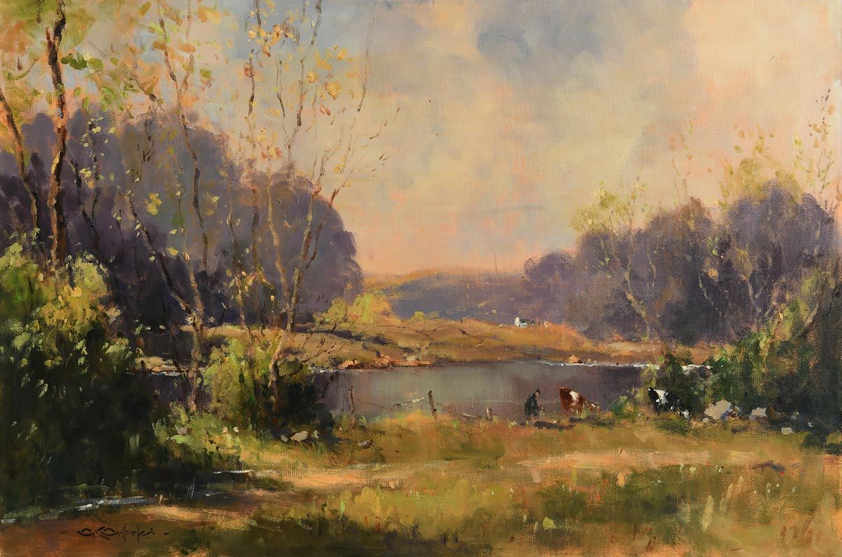 George K. Gillespie, Cattle Grazing on a Summer's Day (1989) at Morgan O'Driscoll Art Auctions