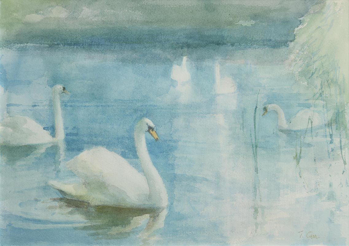 Tom Carr, Swans on the Lagan at Morgan O'Driscoll Art Auctions