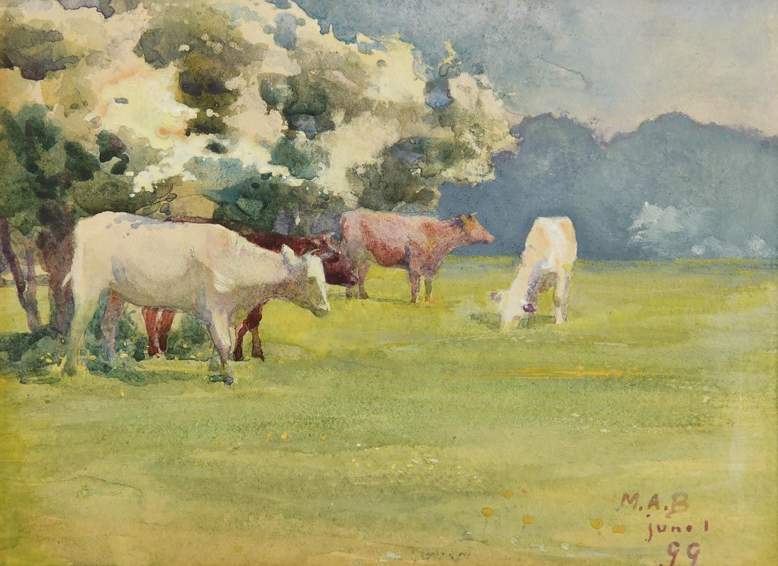 Mildred Anne Butler, Cattle in a Meadow Under Apple Blossom (1899) at Morgan O'Driscoll Art Auctions
