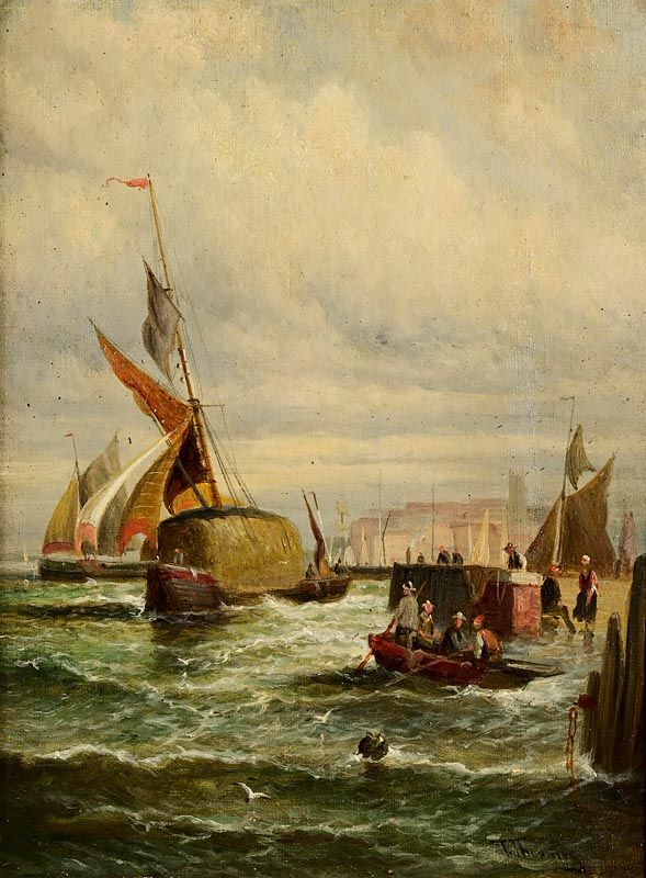 Attributed to Charles Thornley, Boats at Whitby Harbour at Morgan O'Driscoll Art Auctions