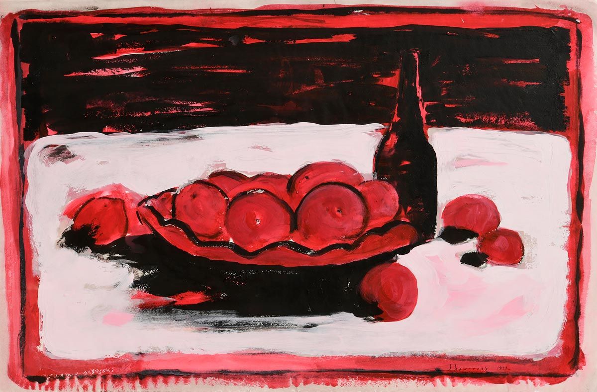 Neil Shawcross, Still Life - Fruit and Wine (1991) at Morgan O'Driscoll Art Auctions