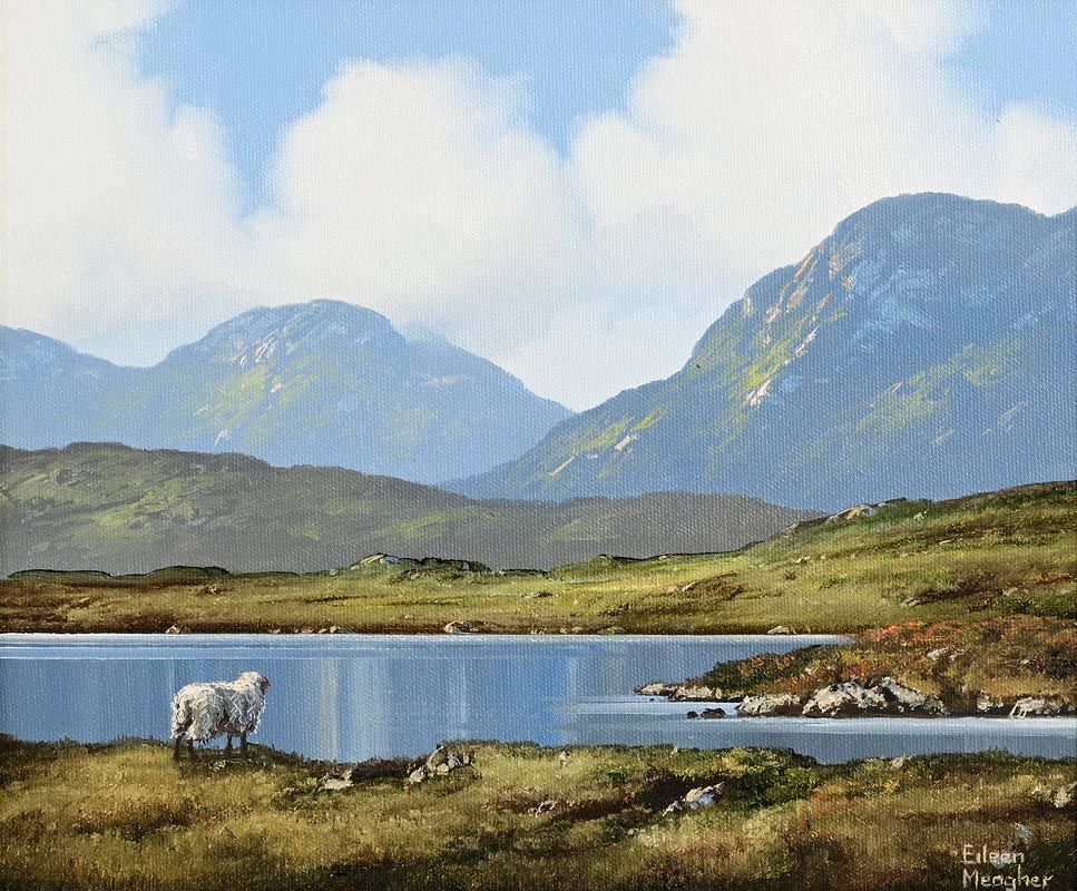 Eileen Meagher, Sheep on Roundstone Bog, Connemara (1999) at Morgan O'Driscoll Art Auctions