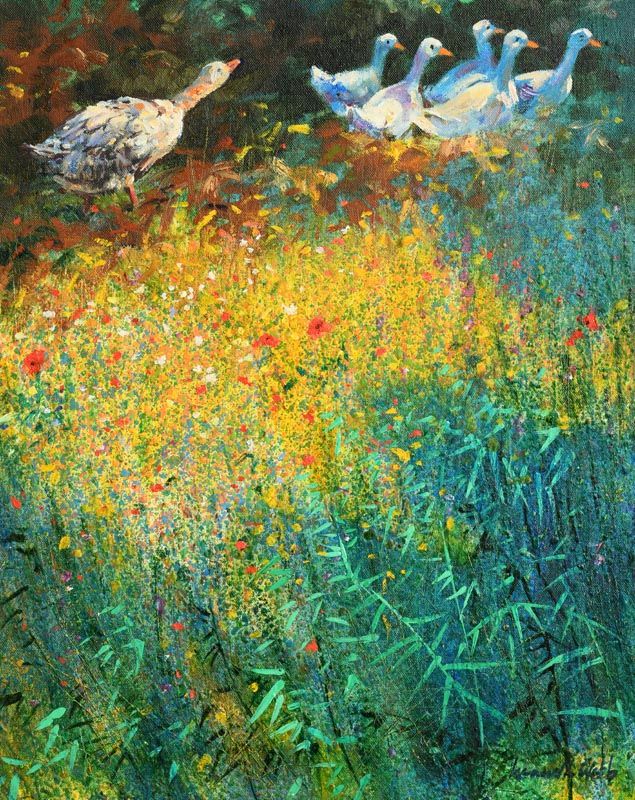 Kenneth Webb, Geese in the Poppy Meadow at Morgan O'Driscoll Art Auctions