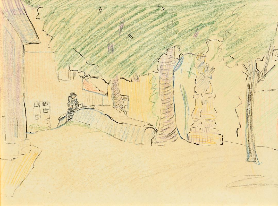 Mary Swanzy, Continental Town Square (c.1919) at Morgan O'Driscoll Art Auctions