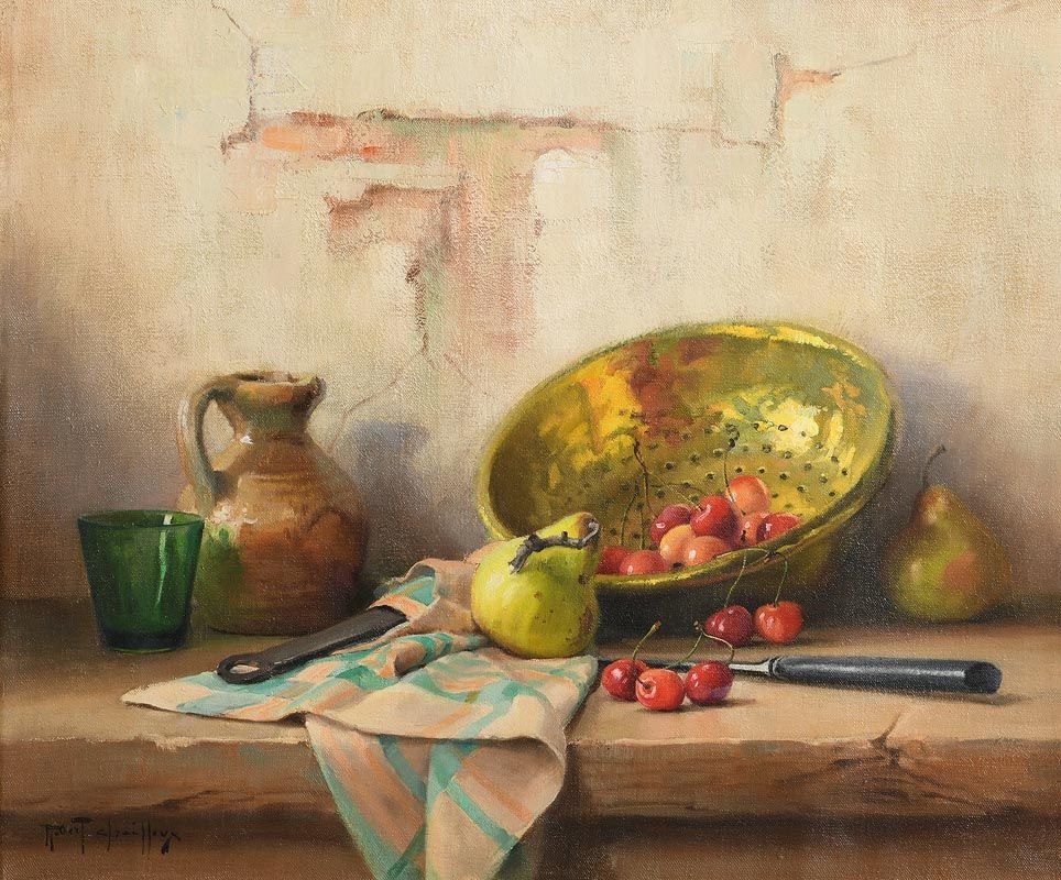 Robert Chailloux, Still Life - Fruit and Vessels on Tabletop at Morgan O'Driscoll Art Auctions