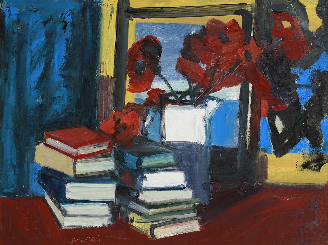 Brian Ballard, Books with Poppies (2010) at Morgan O'Driscoll Art Auctions
