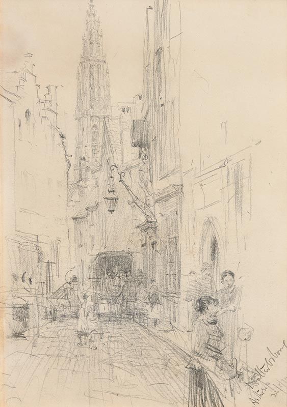 Walter Frederick Osborne, A Street in Antwerp (1894) at Morgan O'Driscoll Art Auctions